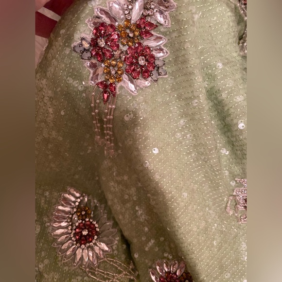 Titian Crystal Embellished Green Apple Sequin Dress - Picture 12 of 16